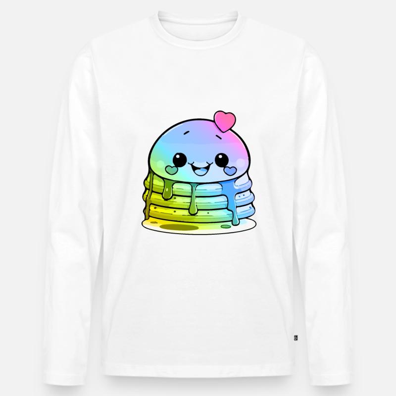 Pancake Comic Bunt - Männer Premium Bio Langarmshirt - Weiß