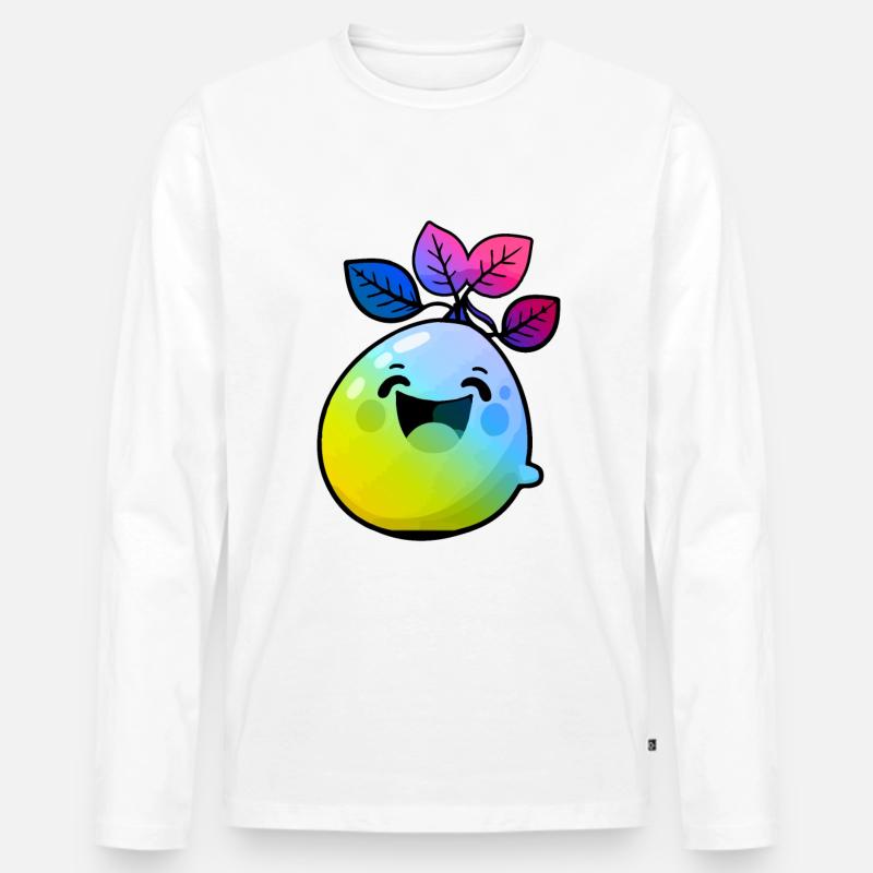 Zitrone Comic Bunt - Männer Premium Bio Langarmshirt - Weiß