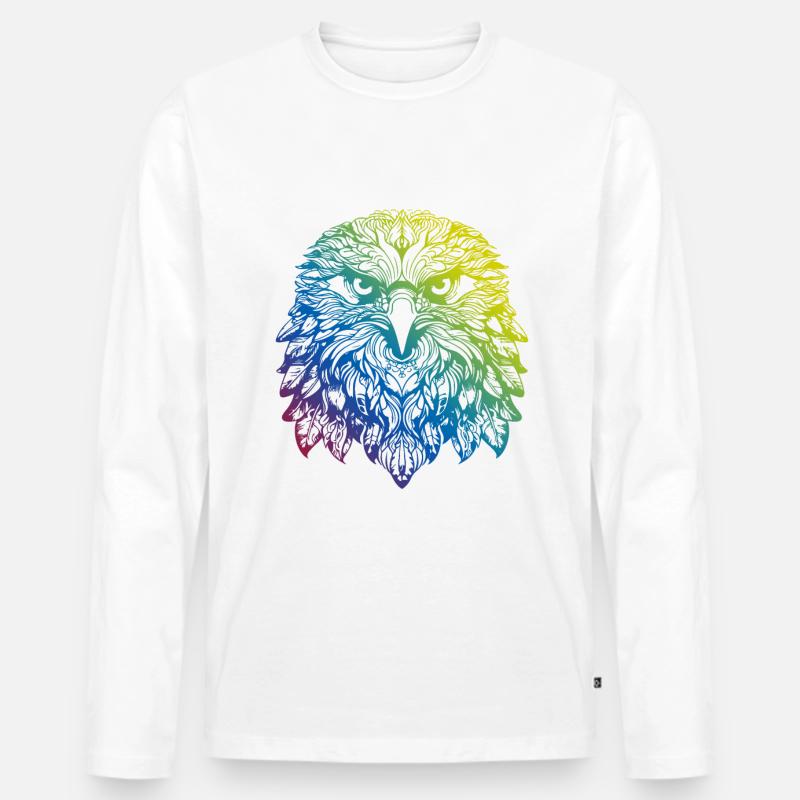 Adler Mandala Boho - Männer Premium Bio Langarmshirt - Weiß