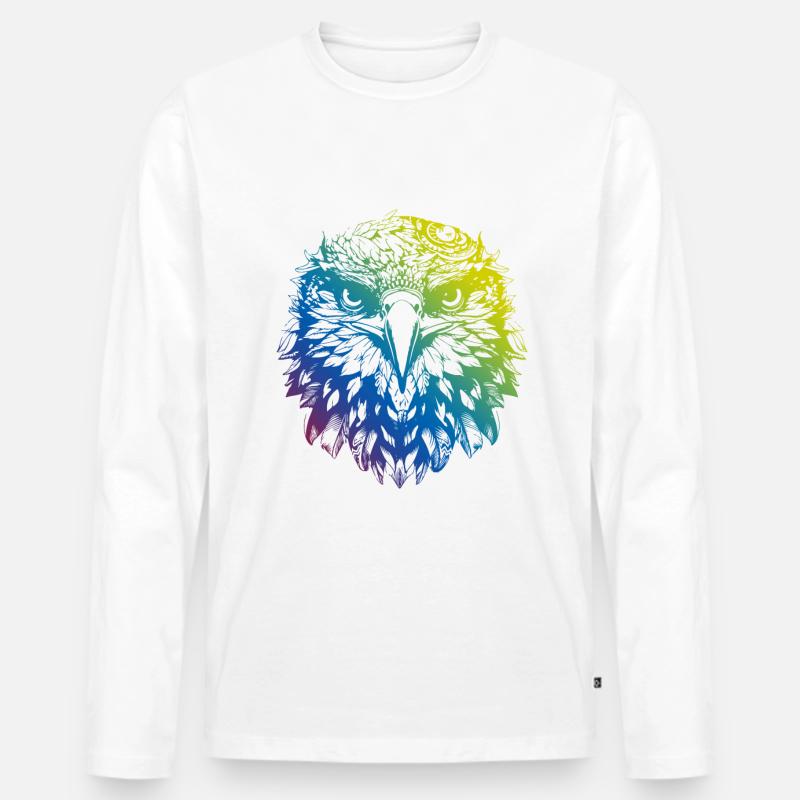 Adler Mandala Boho - Männer Premium Bio Langarmshirt - Weiß