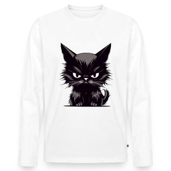 Katzen Genervte Katze Böser Stubentiger - Männer Premium Bio Langarmshirt - Weiß - Vorne - Nico (187cm)