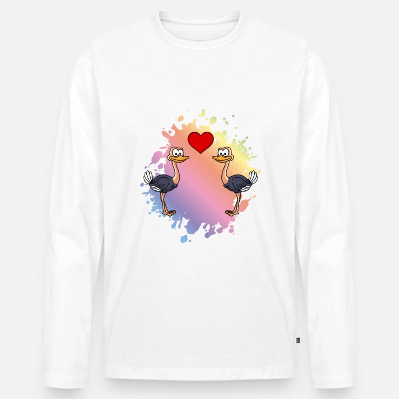 Strauß Comic Paar Liebe - Männer Premium Bio Langarmshirt - Weiß