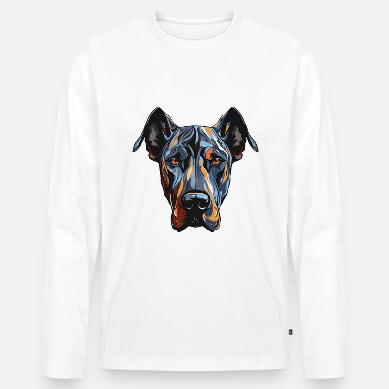Great Dane Hund Portrait - Männer Premium Bio Langarmshirt - Weiß
