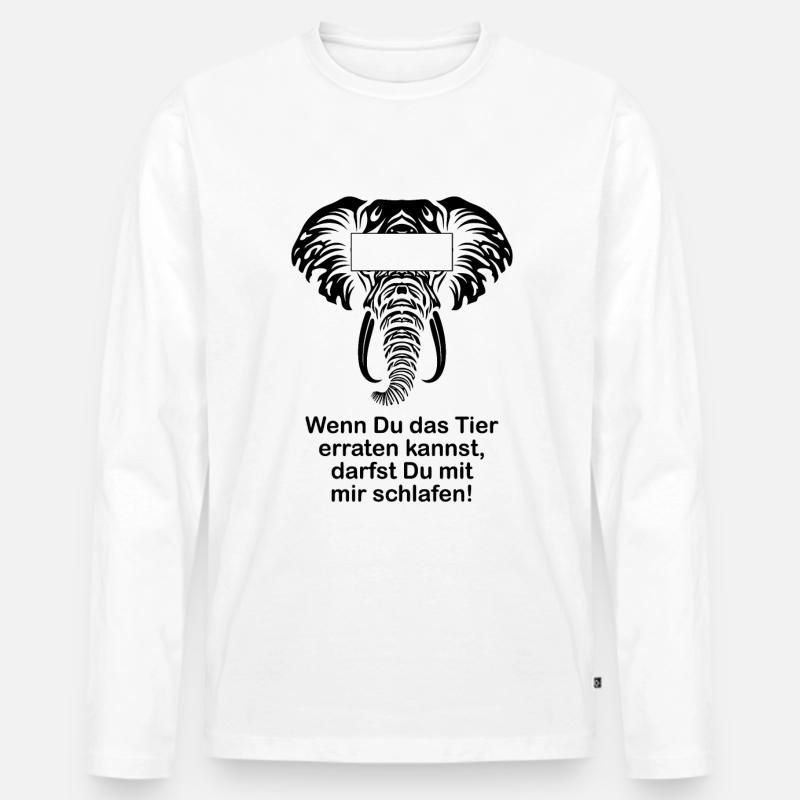 Elefant Lustiger Spruch Witzige Geschenkidee - Männer Premium Bio Langarmshirt - Weiß