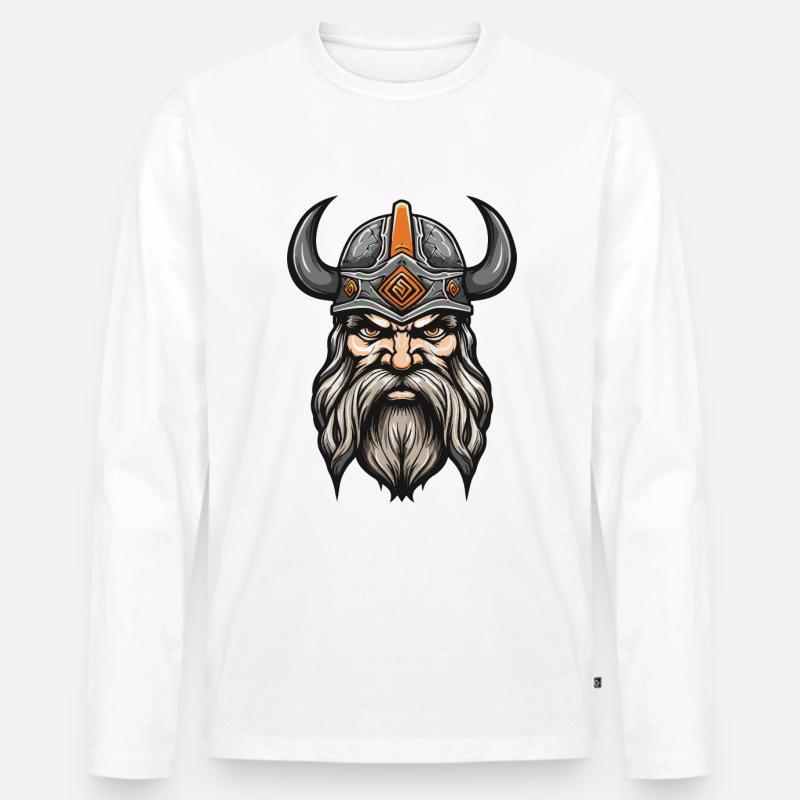 Wikinger Krieger Valhalla Odin - Männer Premium Bio Langarmshirt - Weiß