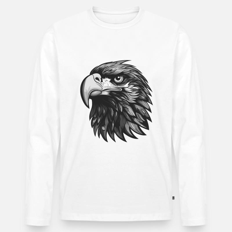 Adler Portrait Tier - Männer Premium Bio Langarmshirt - Weiß