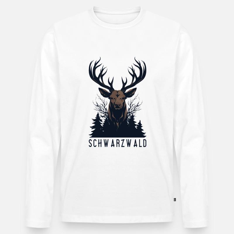 Schwarzwald Hirsch Jäger Heimat Urlaub - Männer Premium Bio Langarmshirt - Weiß
