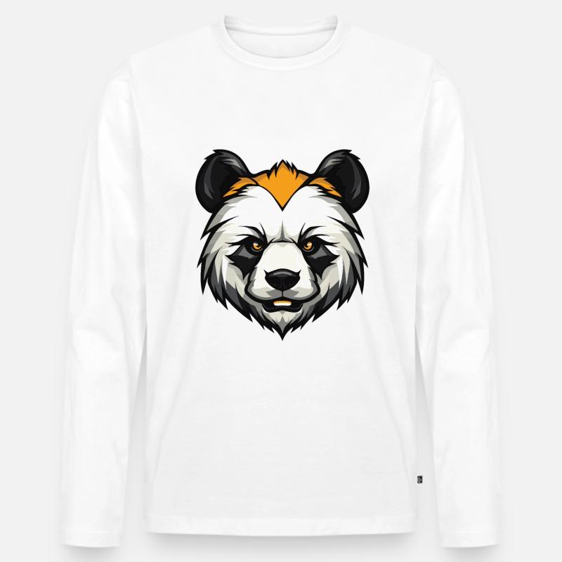 Panda Kopf - Männer Premium Bio Langarmshirt - Weiß