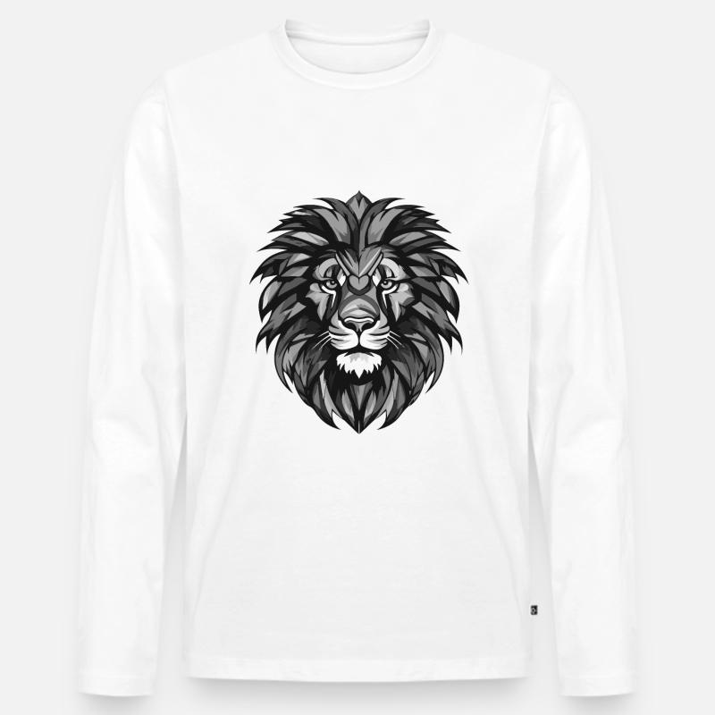 Löwe Kopf - Männer Premium Bio Langarmshirt - Weiß