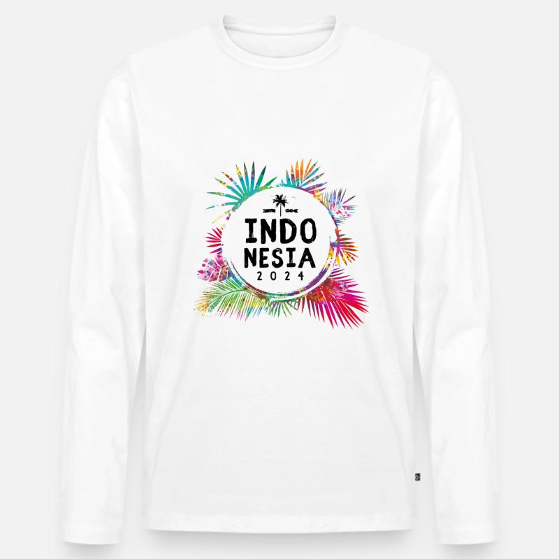 Indonesien 2024 Bunt - Männer Premium Bio Langarmshirt - Weiß