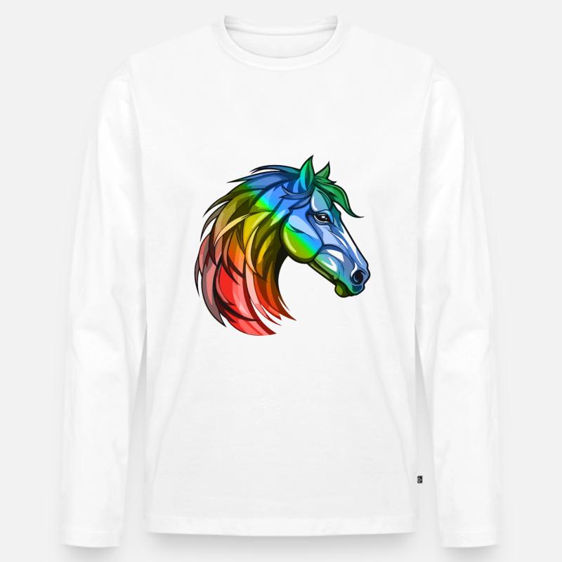 Pferd Kopf Bunt - Männer Premium Bio Langarmshirt - Weiß
