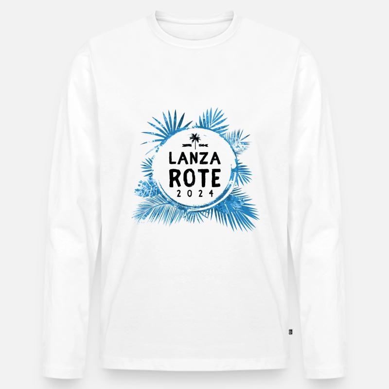 Lanzarote 2024 Bunt - Männer Premium Bio Langarmshirt - Weiß