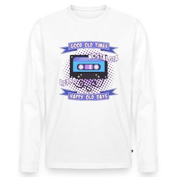 Cassette cassette rétro nostalgie baladeur musique - T-shirt manches longues Premium bio Homme - blanc - Devant - Nico (187cm)