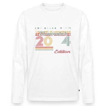 Cadeau original du 18e anniversaire de novembre 2004 - T-shirt manches longues Premium bio Homme - blanc - Devant - Nico (187cm)