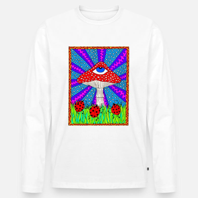 Hippie Magic Toadstool Retro Psychedelic - Men's Premium Organic Long Sleeve Shirt - white