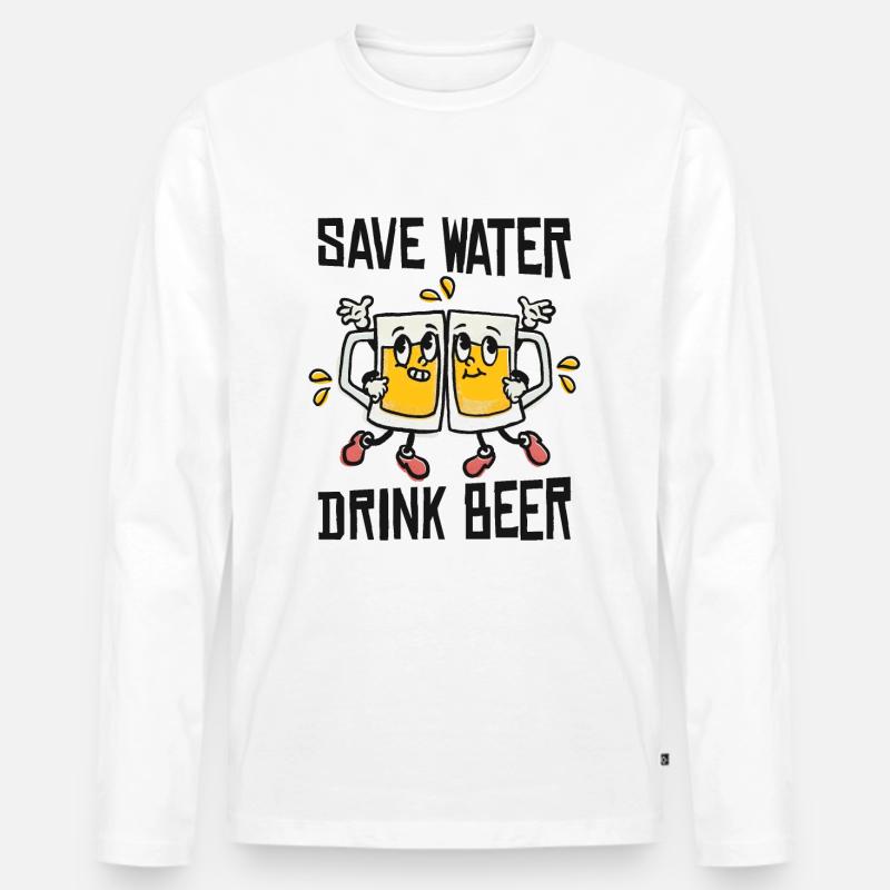 Spare Wasser Trinke Bier - Männer Premium Bio Langarmshirt - Weiß