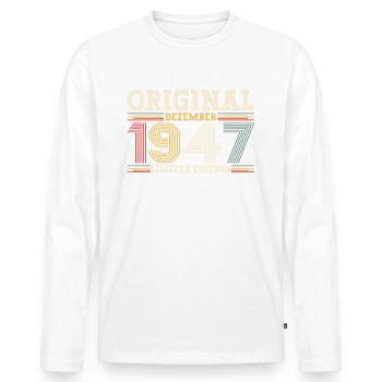76e anniversaire Original Décembre Né 1947 - T-shirt manches longues Premium bio Homme - blanc - Devant - Nico (187cm)