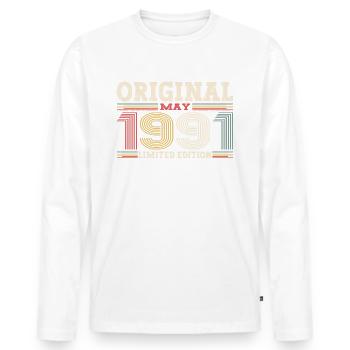 Original Mai 1991 Vintage 1991 Anniversaire 1991 - T-shirt manches longues Premium bio Homme - blanc - Devant - Nico (187cm)