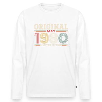 Original mai 1980 Vintage 1980 anniversaire 1980 - T-shirt manches longues Premium bio Homme - blanc - Devant - Nico (187cm)