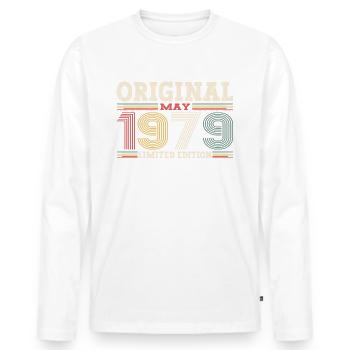Original Mai 1979 Jahrgang 1979 Geburtstag 1979 - Männer Premium Bio Langarmshirt - Weiß - Vorne - Nico (187cm)