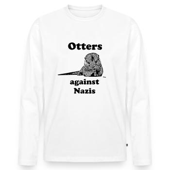 ottersagainstnazis - Männer Premium Bio Langarmshirt - Weiß - Vorne - Nico (187cm)