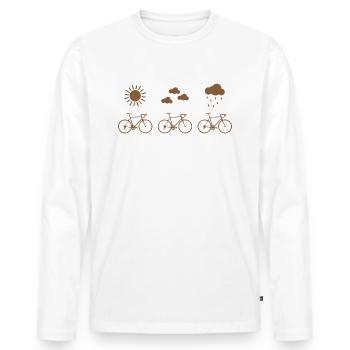 Vélo Route Vélo de montagne par tous les temps - T-shirt manches longues Premium bio Homme - blanc - Devant - Nico (187cm)