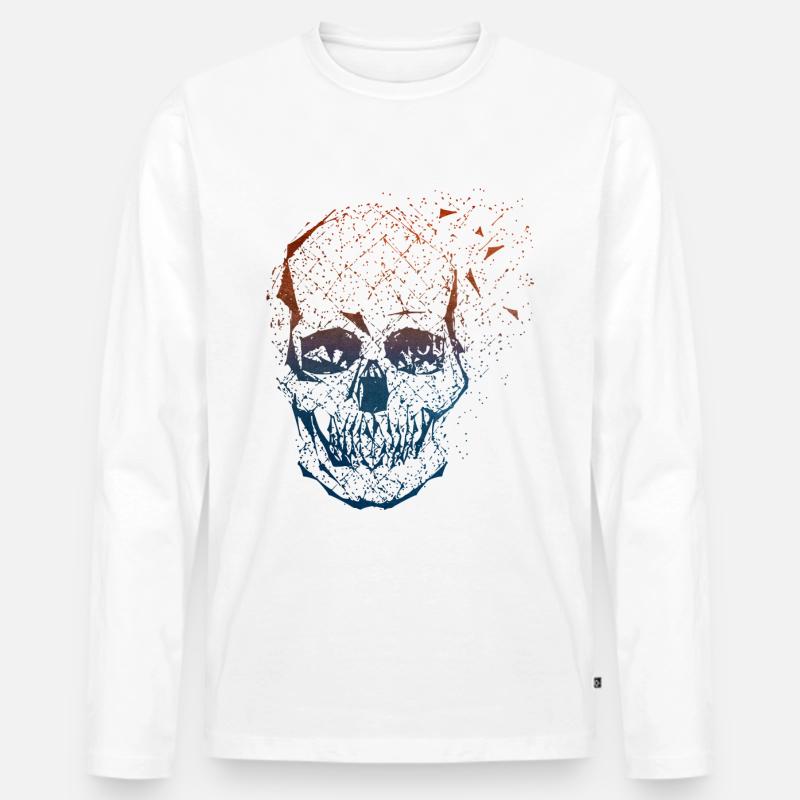 Skull - Männer Premium Bio Langarmshirt - Weiß