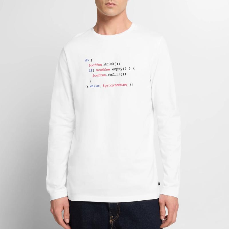Code Coffee Refill Programming v2 Männer Premium Bio Langarmshirt