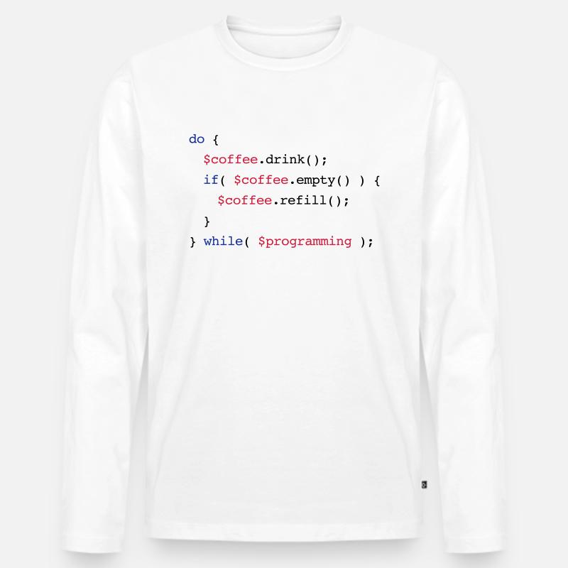 Code Coffee Refill Programming v2 - Männer Premium Bio Langarmshirt - Weiß