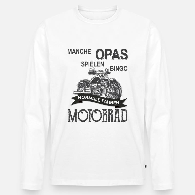 Opa Motorrad - Männer Premium Bio Langarmshirt - Weiß