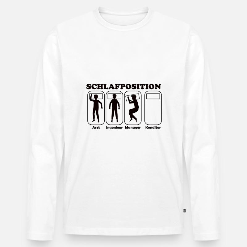 Konditor Schlafposition - Männer Premium Bio Langarmshirt - Weiß