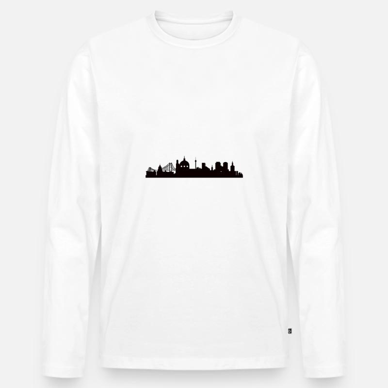 Lissabon Skyline - Männer Premium Bio Langarmshirt - Weiß