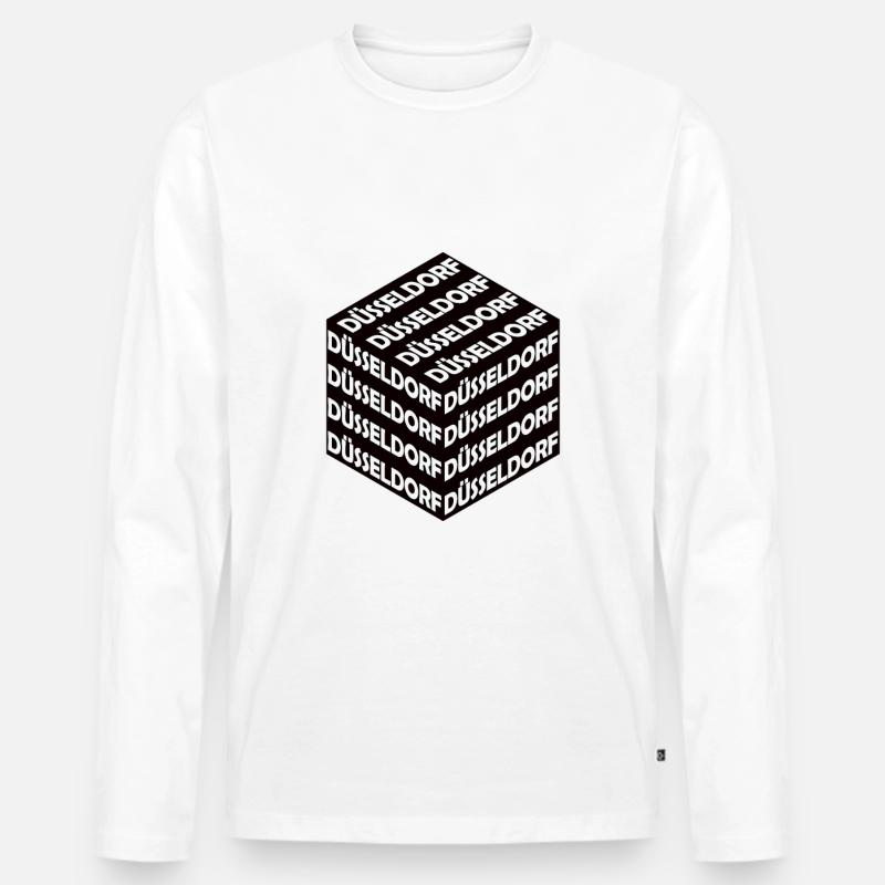 Düsseldorf Würfel - Männer Premium Bio Langarmshirt - Weiß