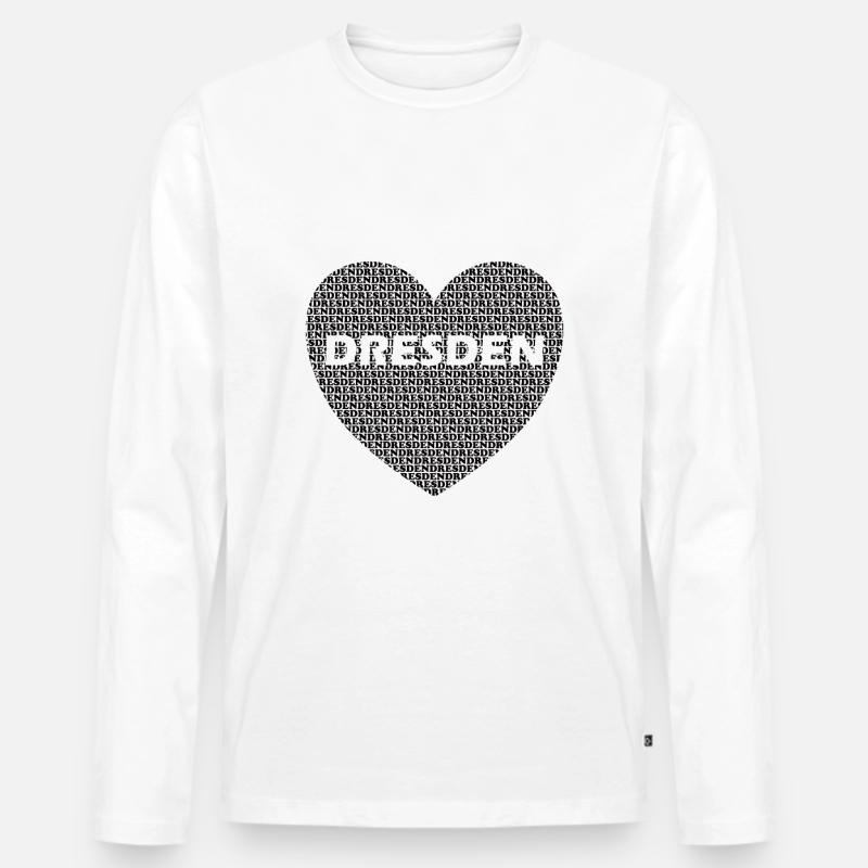 Dresden Herz - Männer Premium Bio Langarmshirt - Weiß