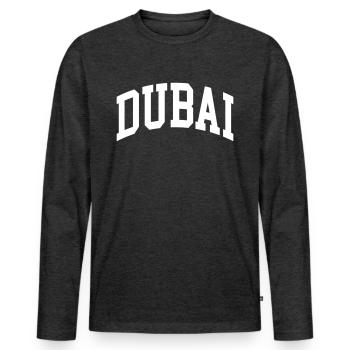 Dubai - Men's Premium Organic Long Sleeve Shirt - heather anthracite - Front - Nico (187cm)
