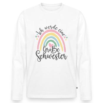 Ich Werde Große Schwester 2023 Boho Regenbogen - Männer Premium Bio Langarmshirt - Weiß - Vorne - Nico (187cm)