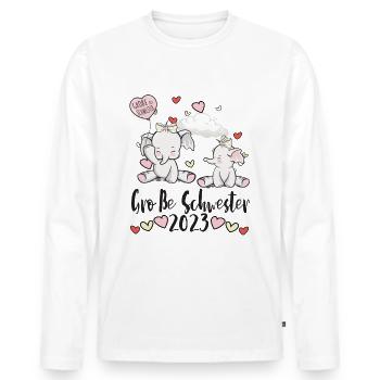 Große Schwester 2023 Elefanten - Männer Premium Bio Langarmshirt - Weiß - Vorne - Nico (187cm)