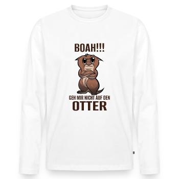 Otter Boah Lustiges Spruch - Männer Premium Bio Langarmshirt - Weiß - Vorne - Nico (187cm)