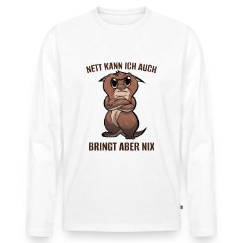 Nett Kann Ich Auch Bringt Aber Nix Otter Spruch - Männer Premium Bio Langarmshirt - Weiß - Vorne - Nico (187cm)