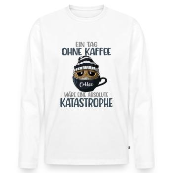 Eule Jeden Tag Kaffee Spruch Kaffeeliebhaber Eulen - Männer Premium Bio Langarmshirt - Weiß - Vorne - Nico (187cm)