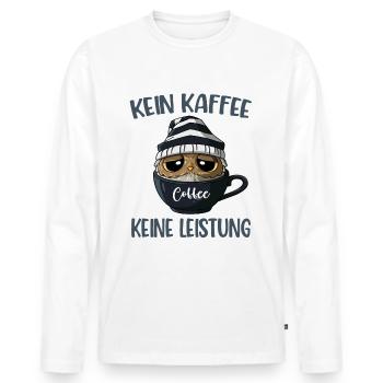 Kein Kaffee Keine Leistung Kaffee Spruch Eule - Männer Premium Bio Langarmshirt - Weiß - Vorne - Nico (187cm)