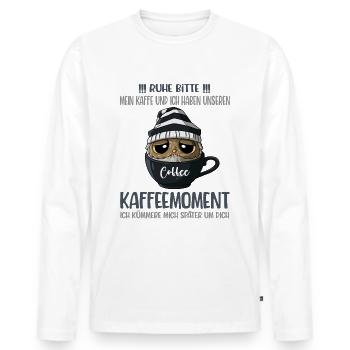 Ruhe Bitte Eule Kaffee Kaffeeliebhaber Spruch - Männer Premium Bio Langarmshirt - Weiß - Vorne - Nico (187cm)