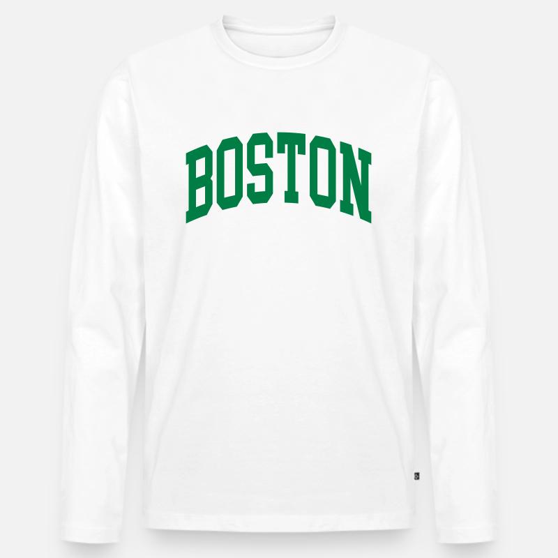 Boston - Männer Premium Bio Langarmshirt - Weiß