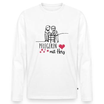 Altenpflege Pflegeleben Pflegerin Mit Herz - Männer Premium Bio Langarmshirt - Weiß - Vorne - Nico (187cm)