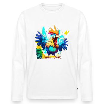 Angry rooster - Men's Premium Organic Long Sleeve Shirt - white - Front - Nico (187cm)