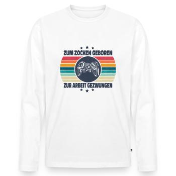 Zum Zocken Geboren Controller Zocker Gaming Gamer - Männer Premium Bio Langarmshirt - Weiß - Vorne - Nico (187cm)