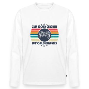 Zum Zocken Geboren Controller Zocker Gaming Gamer - Männer Premium Bio Langarmshirt - Weiß - Vorne - Nico (187cm)