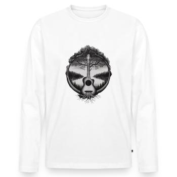 Acoustic Guitar Guitar Music Guitarist - Men's Premium Organic Long Sleeve Shirt - white - Front - Nico (187cm)