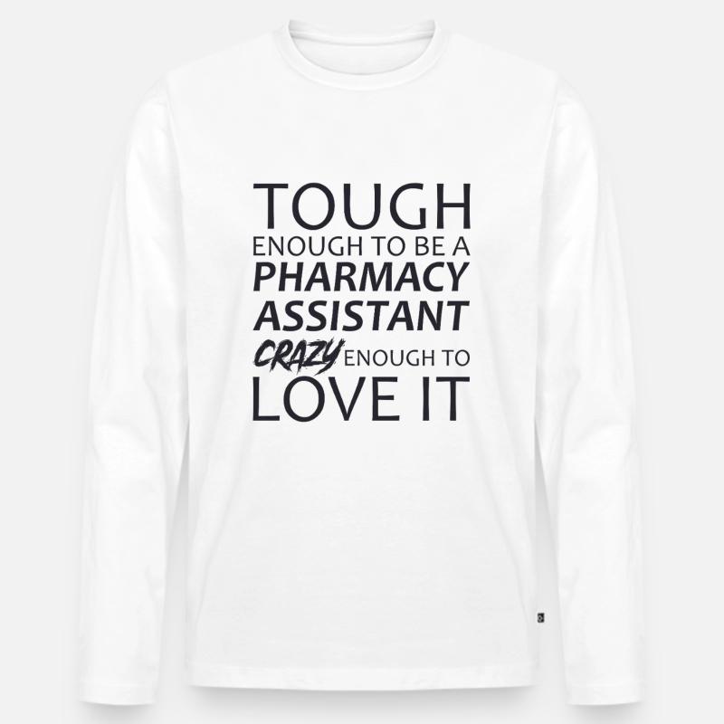Pharmacy assistant Crazy - Männer Premium Bio Langarmshirt - Weiß