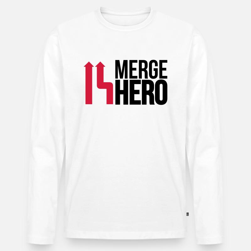 Merge Code Held - Männer Premium Bio Langarmshirt - Weiß